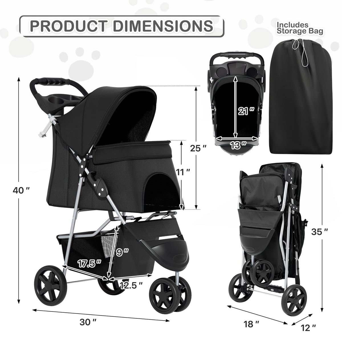 Black Pet Stroller M36885