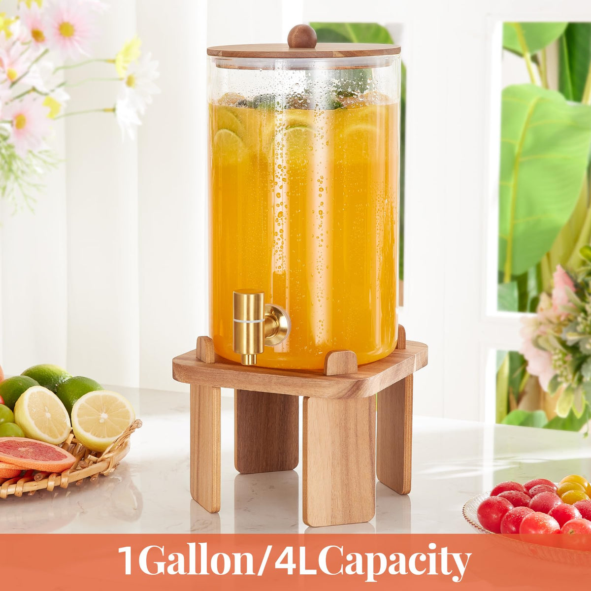 Glass Drink Dispenser with Stand P127378