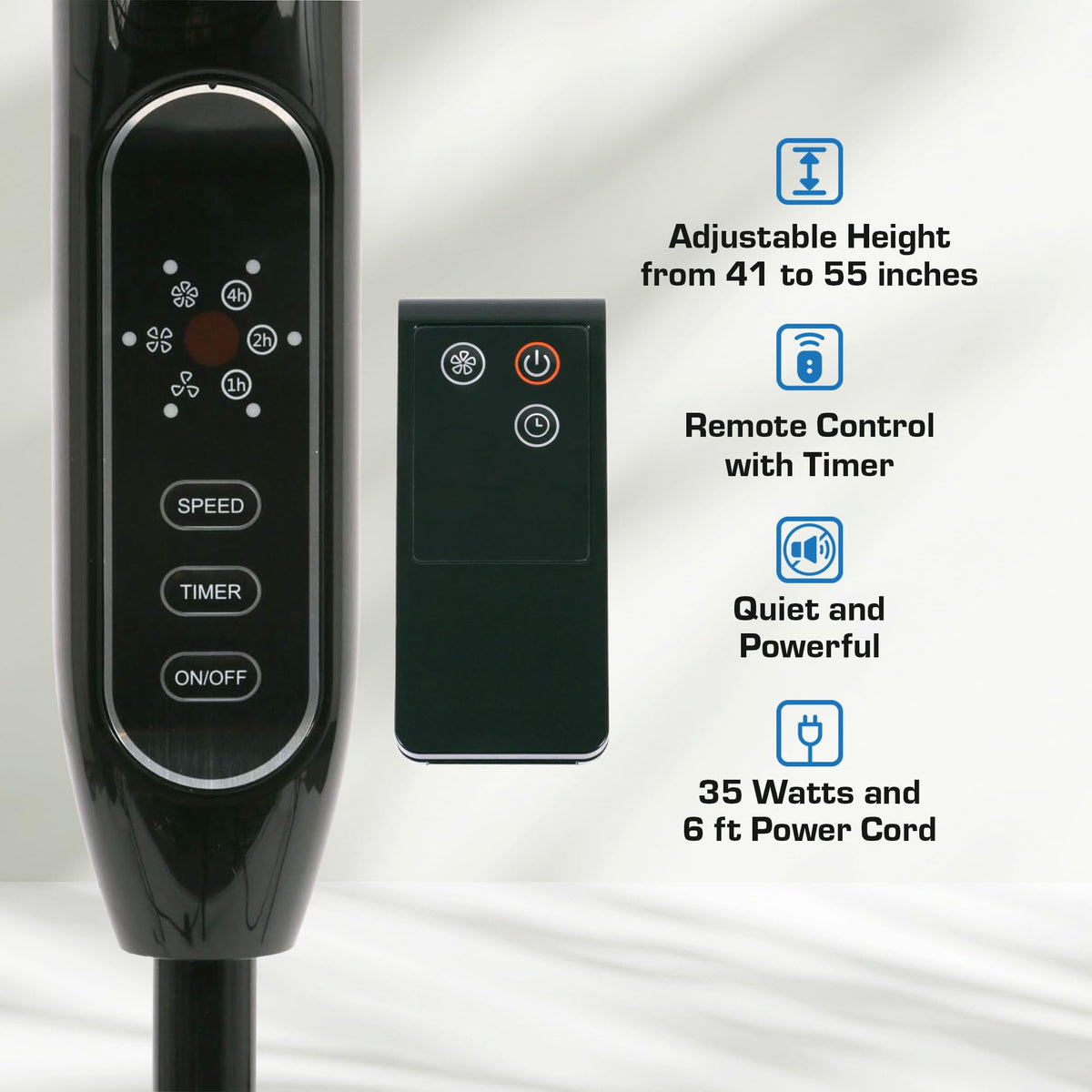 Black 16" Oscillating Pedestal Stand Fan with Remote Control J336052