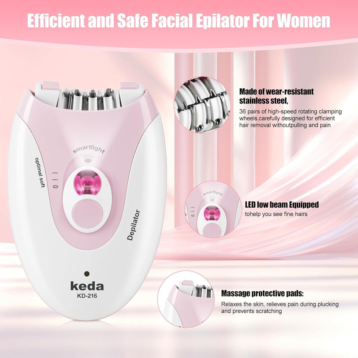 Rechargeable Epilator with LED Light O67472