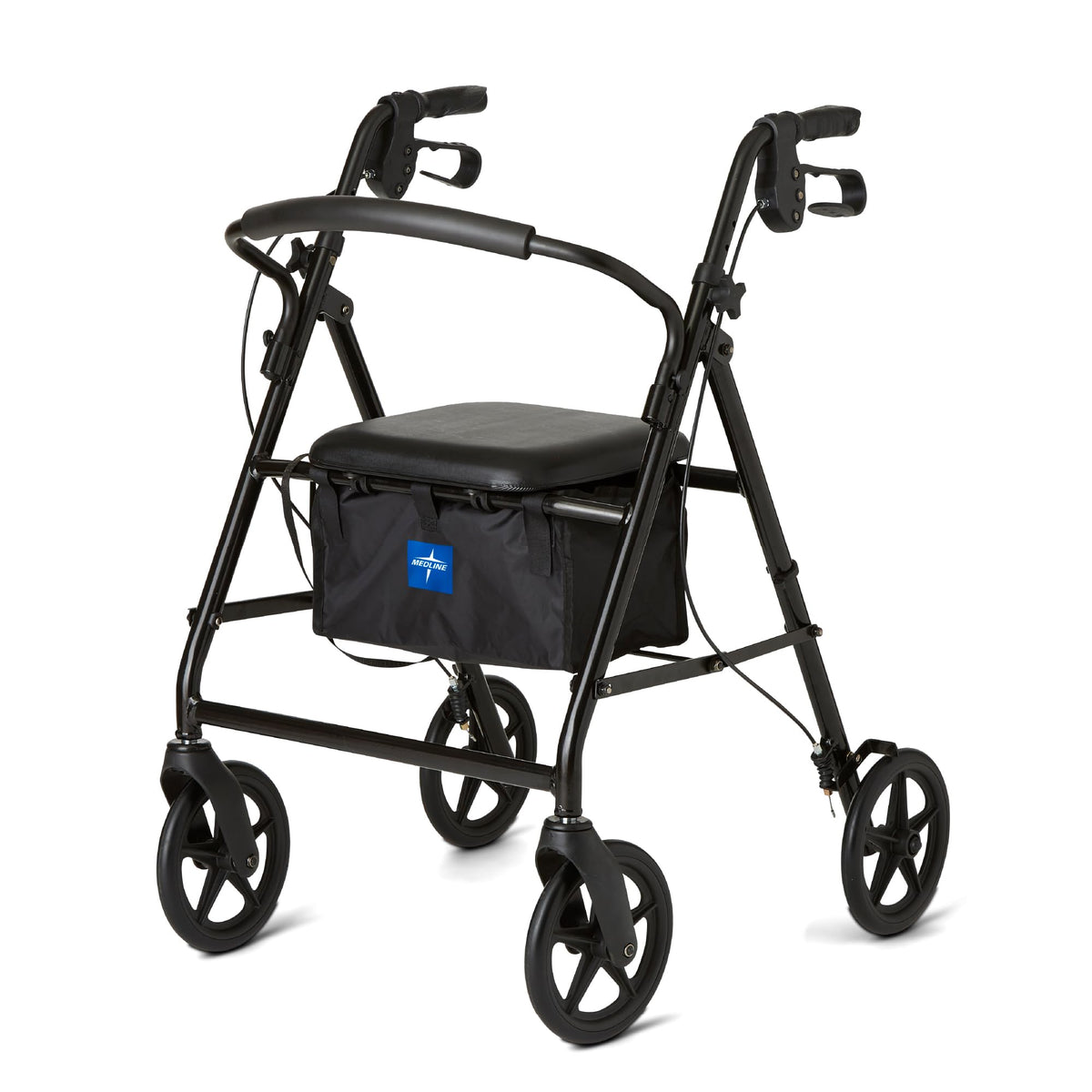 Burgundy Aluminum Rollator Walker with 8” Wheels and Padded Seat Z829437