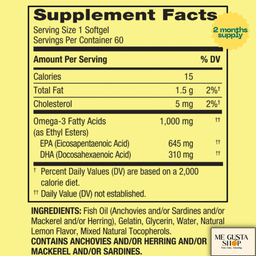 1000 mg Fish Oil Softgels 60 Count Q749947