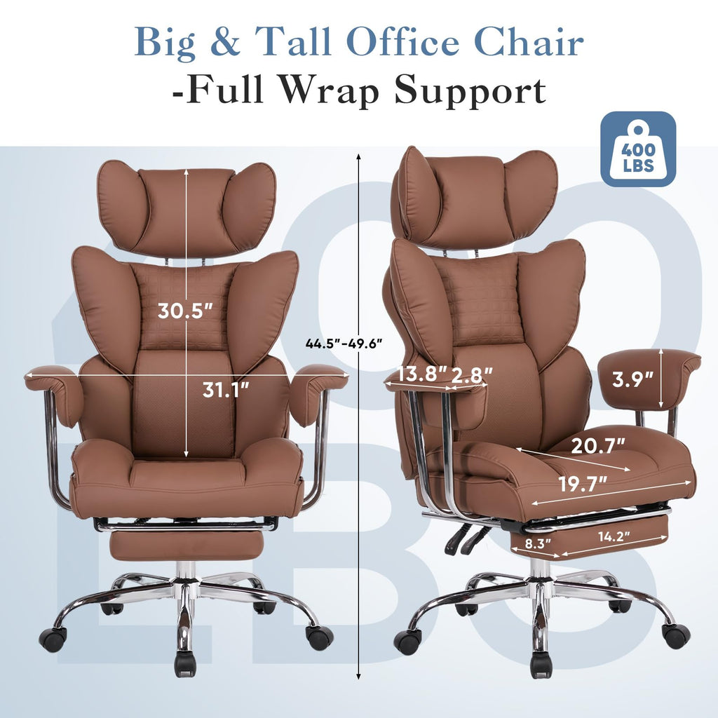 Big and Tall Home Office Desk Chair with Footrest K8842