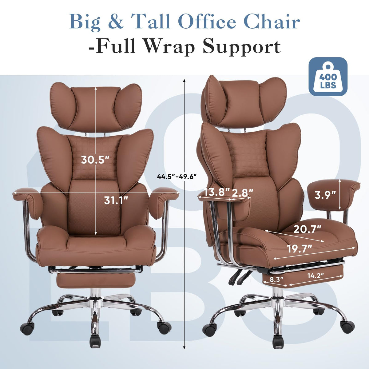 Big and Tall Home Office Desk Chair with Footrest K8842