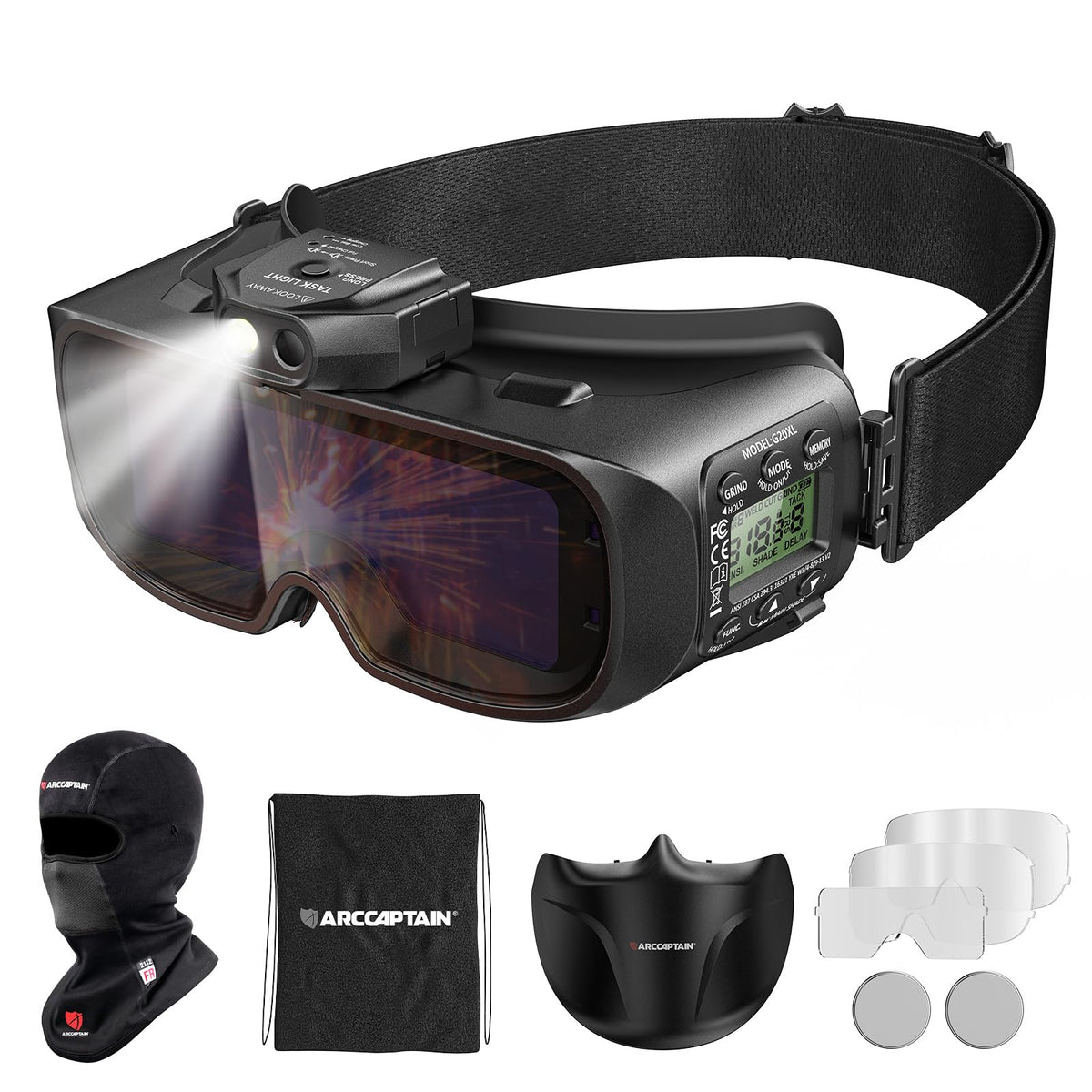 Auto-Darkening Welding Goggles Kit with LED Light I266197