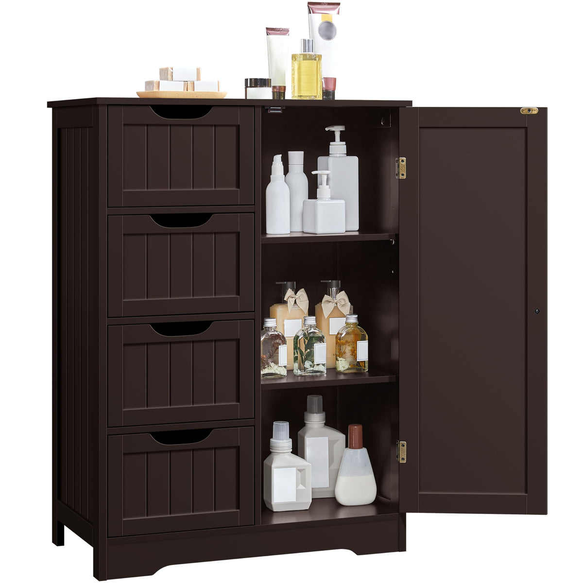 Espresso 4 Drawer Bathroom Storage Cabinet V88936