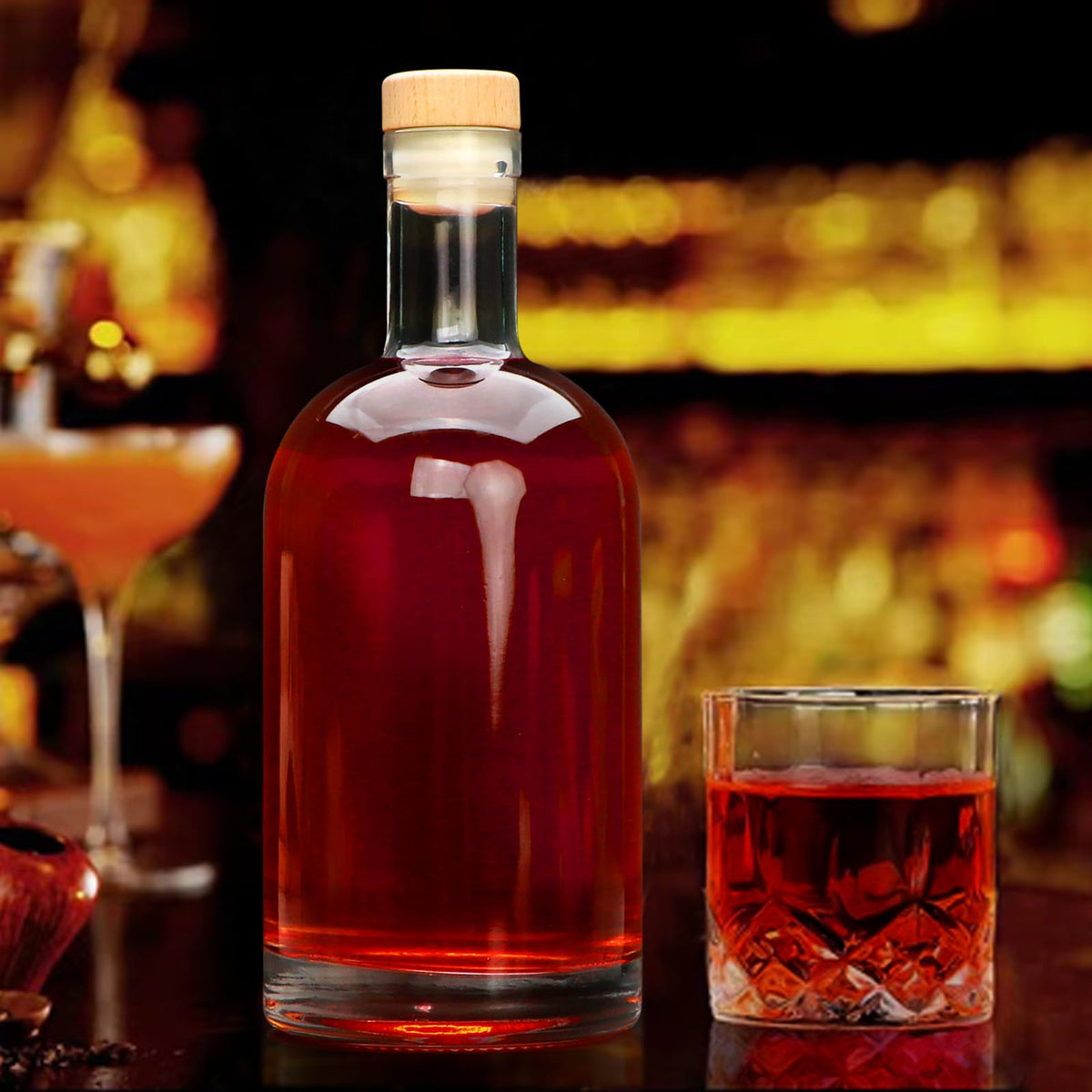 Clear Glass Bottles with T-Top Cork C36604