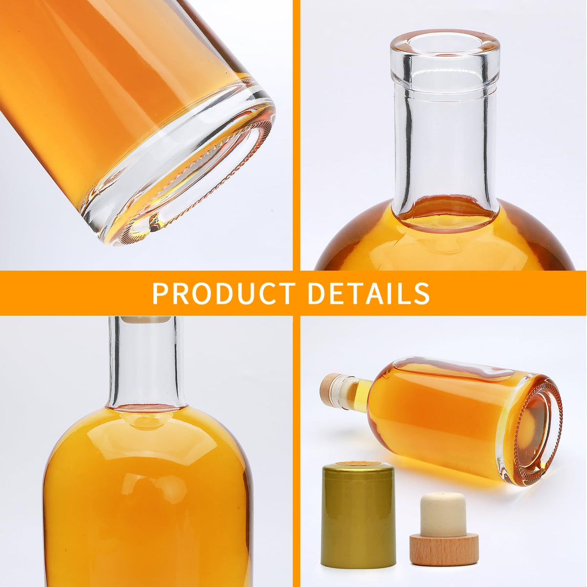 Clear Glass Bottles with T-Top Cork C36604