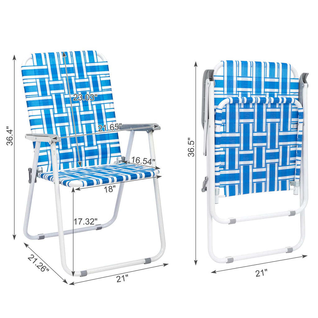 Blue Webbed Folding Lawn Chairs Set of 2 G6791