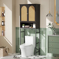 Rattan Wood Toilet Storage Cabinet with Metal Stand F952