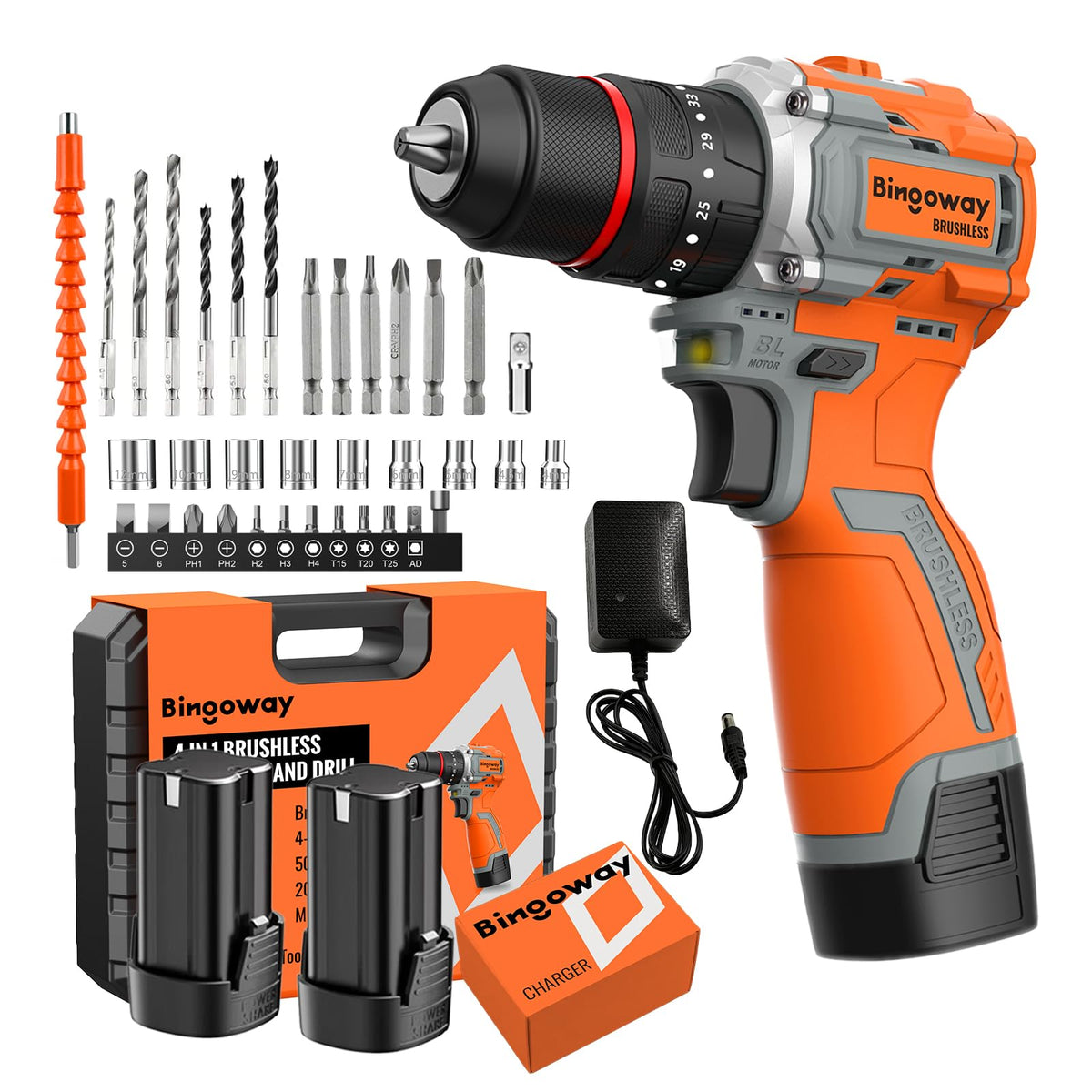 16.8V Brushless Cordless Drill Set with 2 Batteries W63967