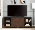 Espresso and Black TV Media Stand with Open Shelves and Closed Cabinets J891562
