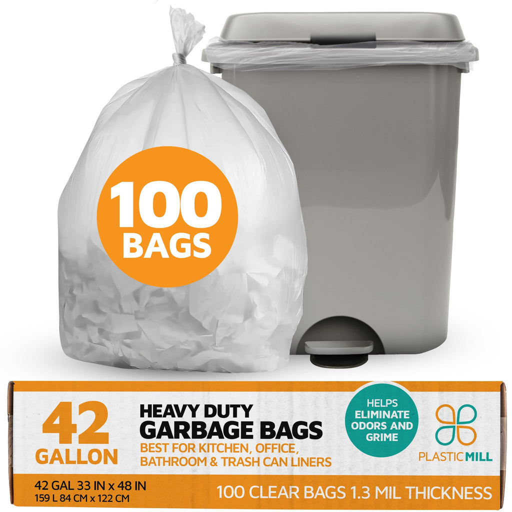 42-Gallon 3 Mil Clear 100-Count Contractor Bags N163