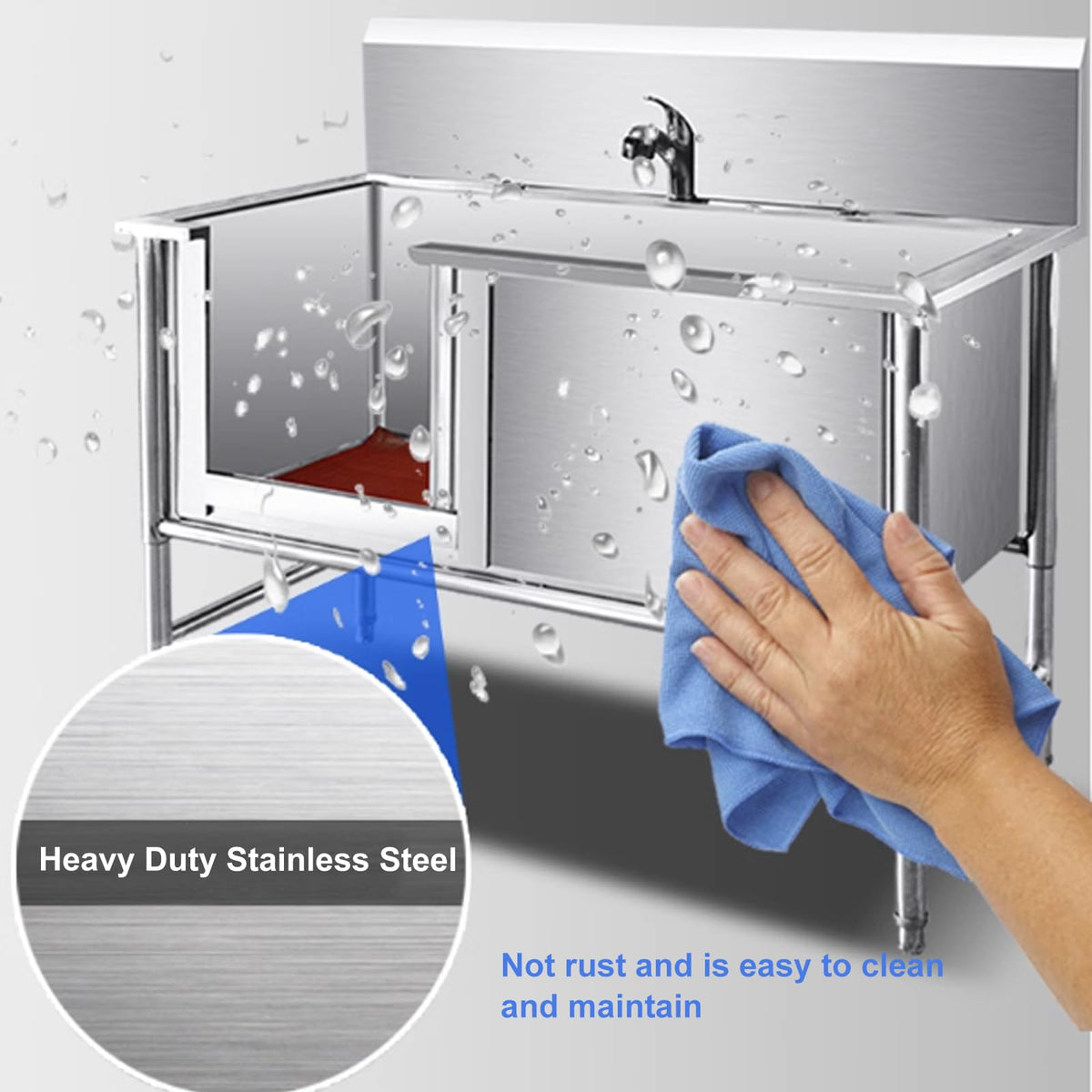 Stainless Steel Dog Grooming Bathtub with Sliding Door and Step N376711