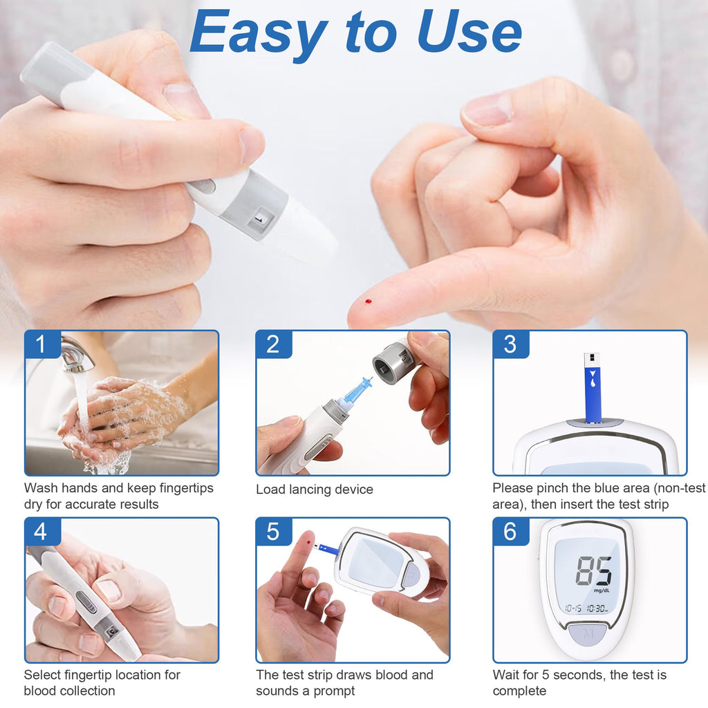 Blood Sugar Testing Kit with 100 Strips & 100 Lancets J46614