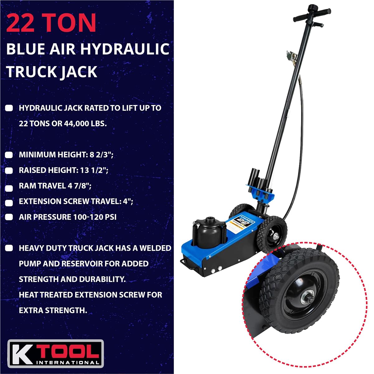 22 Ton Air Hydraulic Truck Jack 44,000 lbs E52868