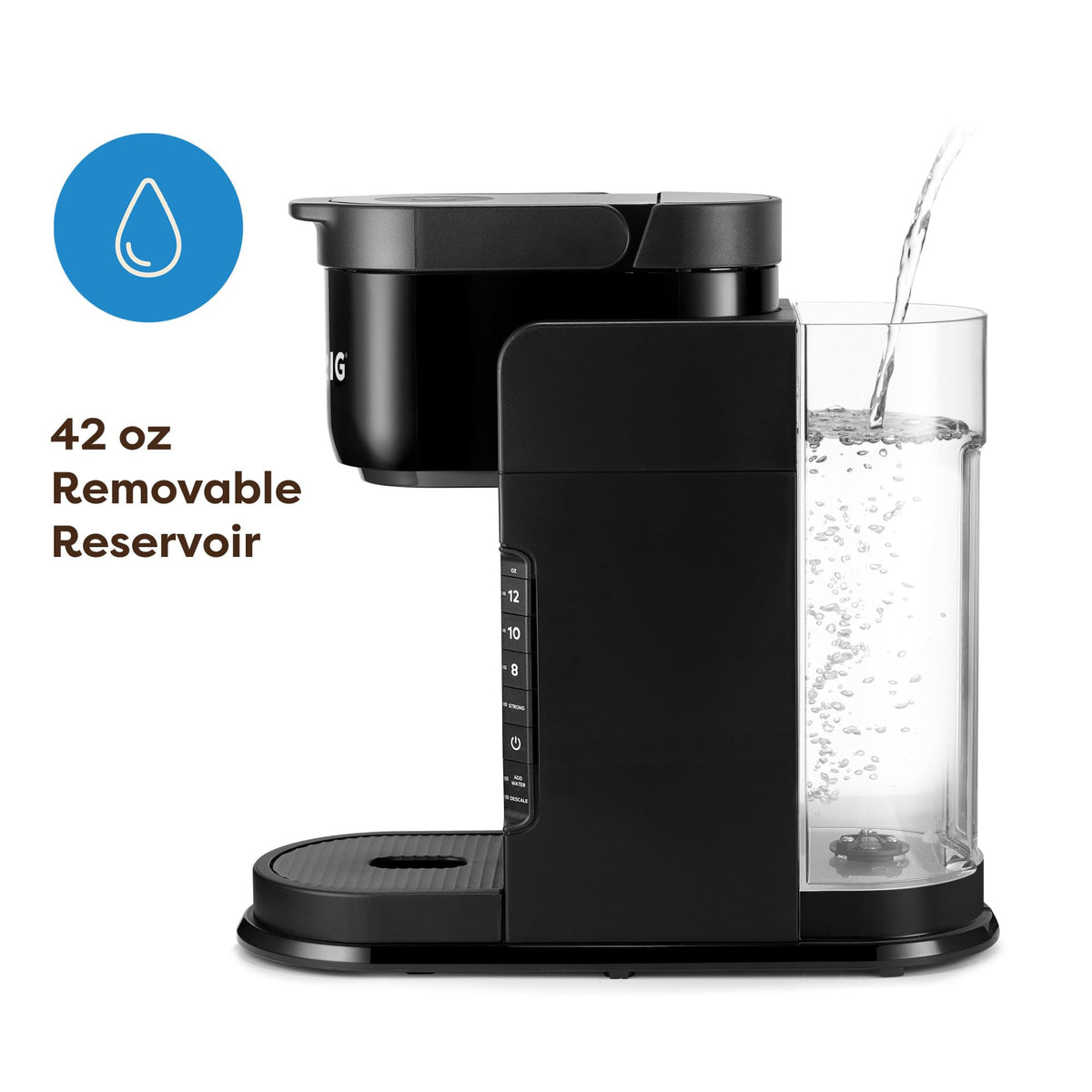Single Serve K-Cup Pod Coffee Maker, 3 Brew Sizes, Black O126900