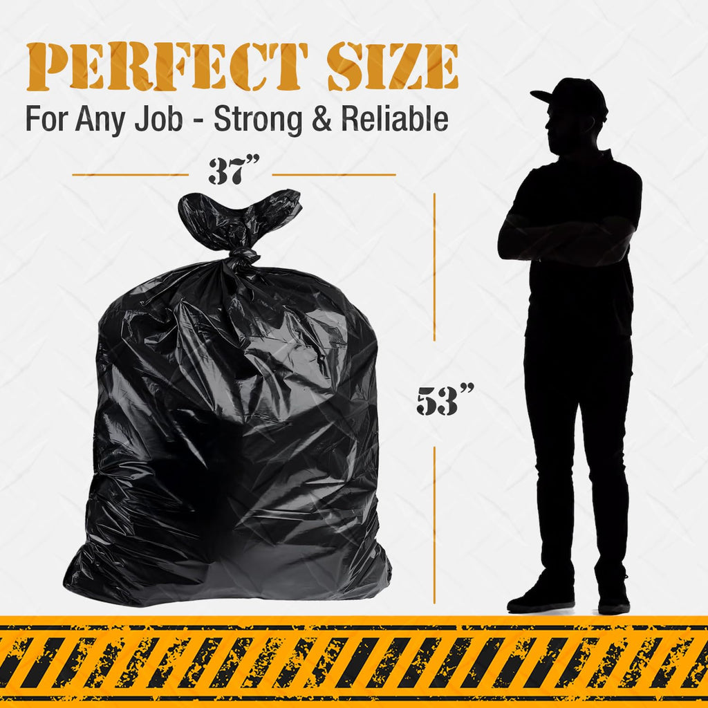 55 Gallon Heavy Duty 3 Mil Black Trash Bags 50 Ct N568