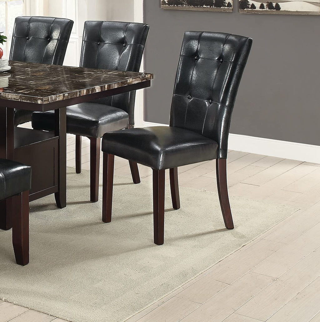 Black Faux Leather Tufting Parson Chairs Set of 2 I225
