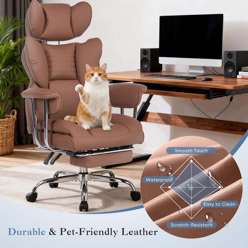Big and Tall Home Office Desk Chair with Footrest K8842