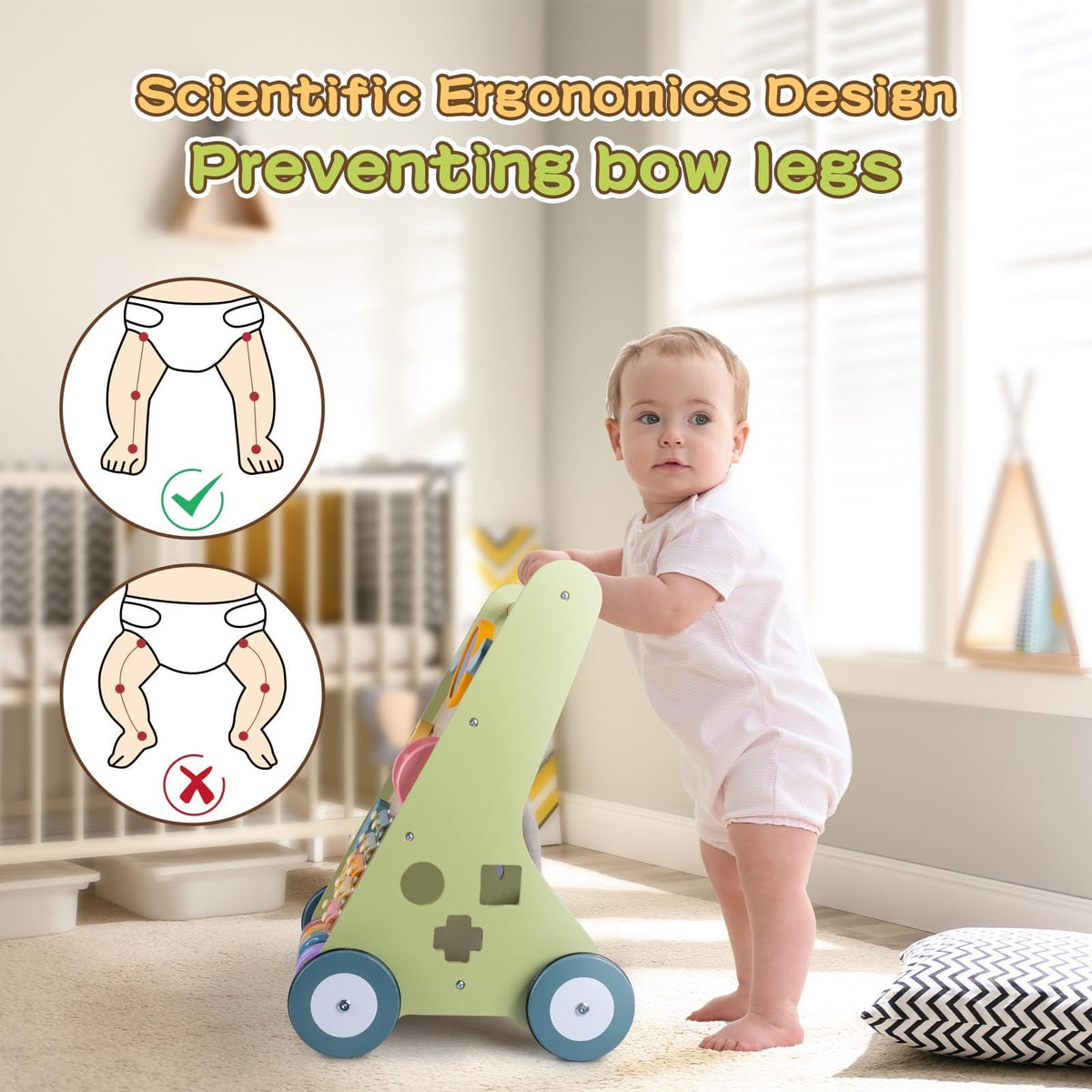 Wooden Baby Walker with Wheels B142742
