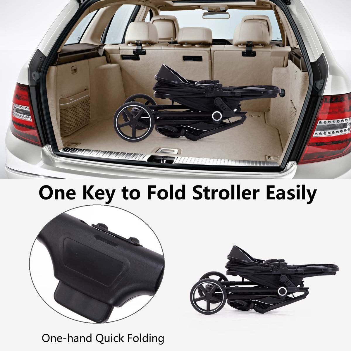 2-in-1 Folding Baby Stroller with Reversible Seat M841