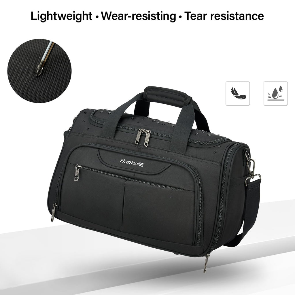 Black Lightweight Water Resistant Foldable Travel Duffel Bag P70116