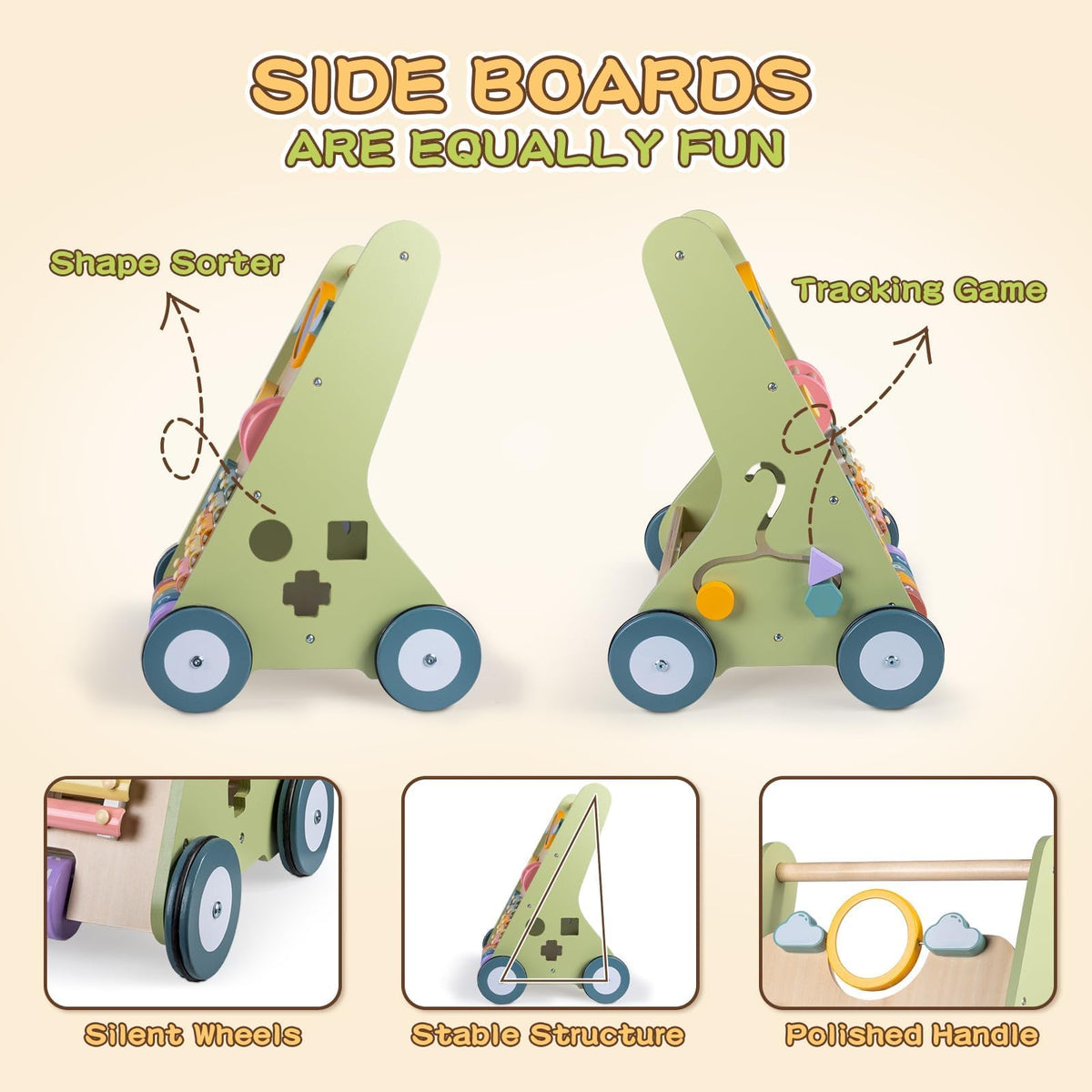 Wooden Baby Walker with Wheels B142742