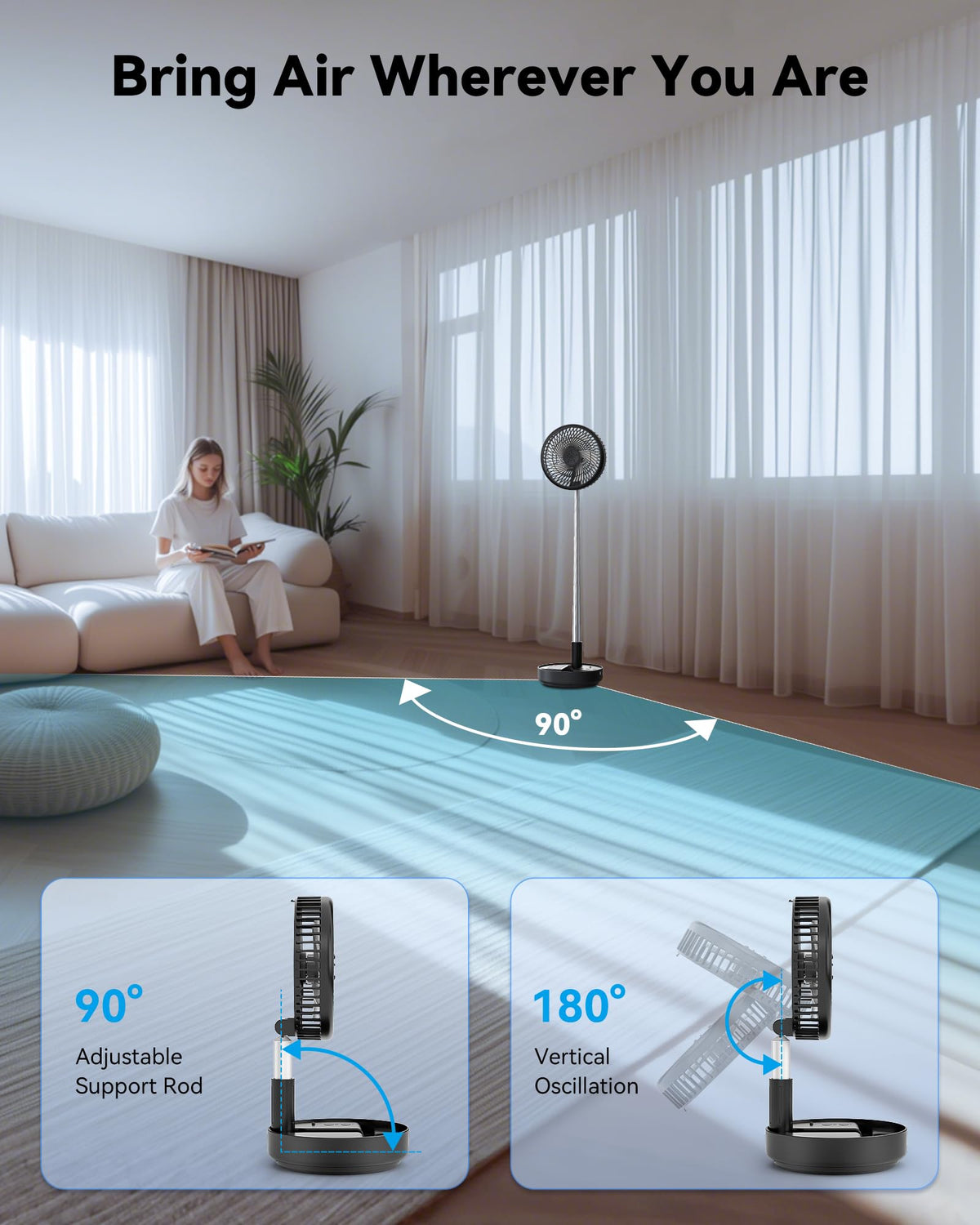 Portable Oscillating Travel Fan with Remote G995741