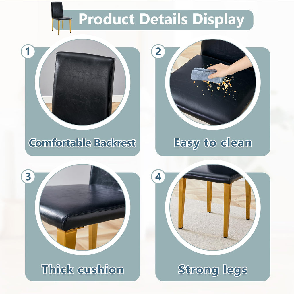 Black PU Leather Dining Chairs Set of 6 X79945
