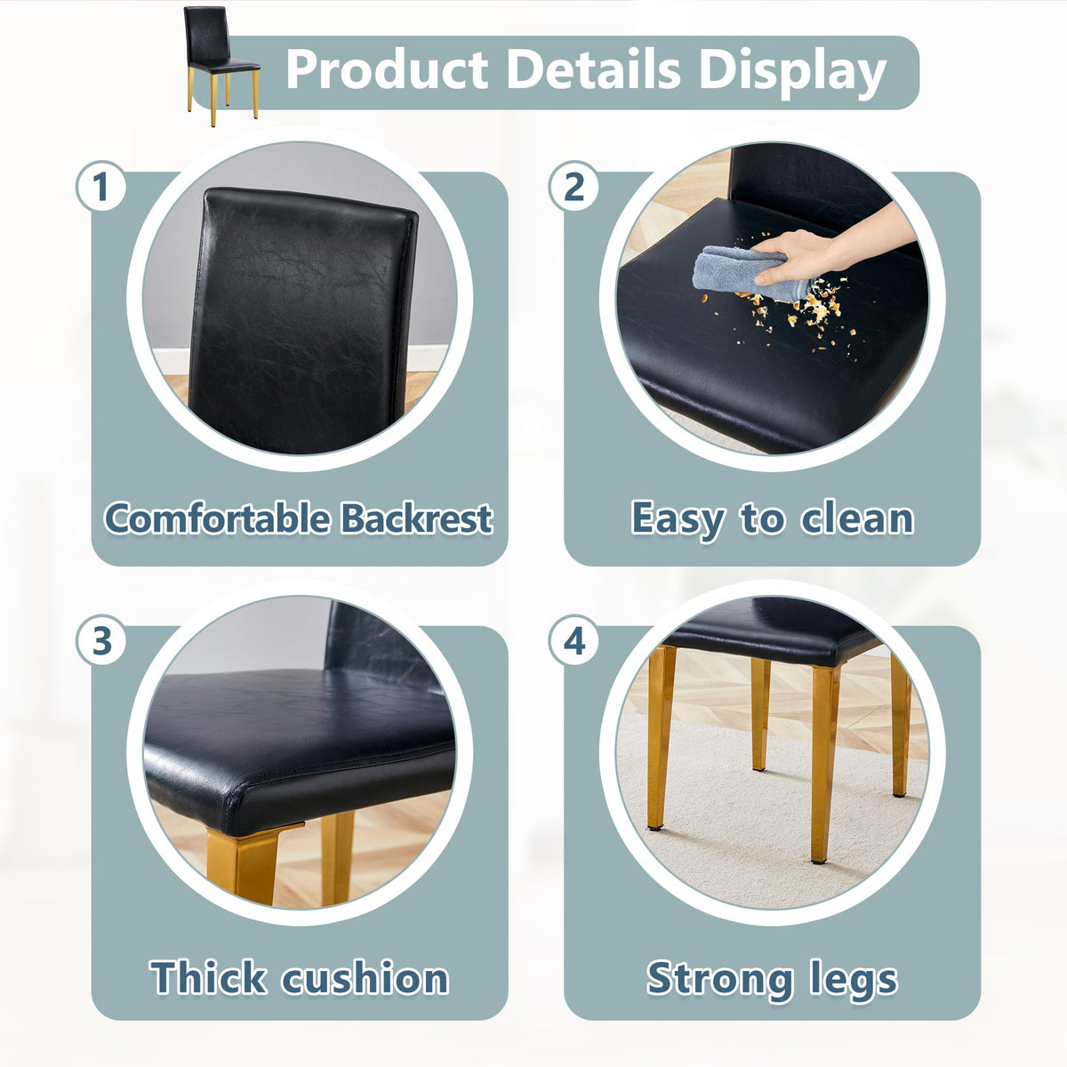 Black PU Leather Dining Chairs Set of 6 X79945