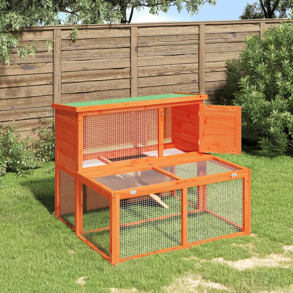 2-Tier Solid Pine Wood Rabbit Hutch I45212