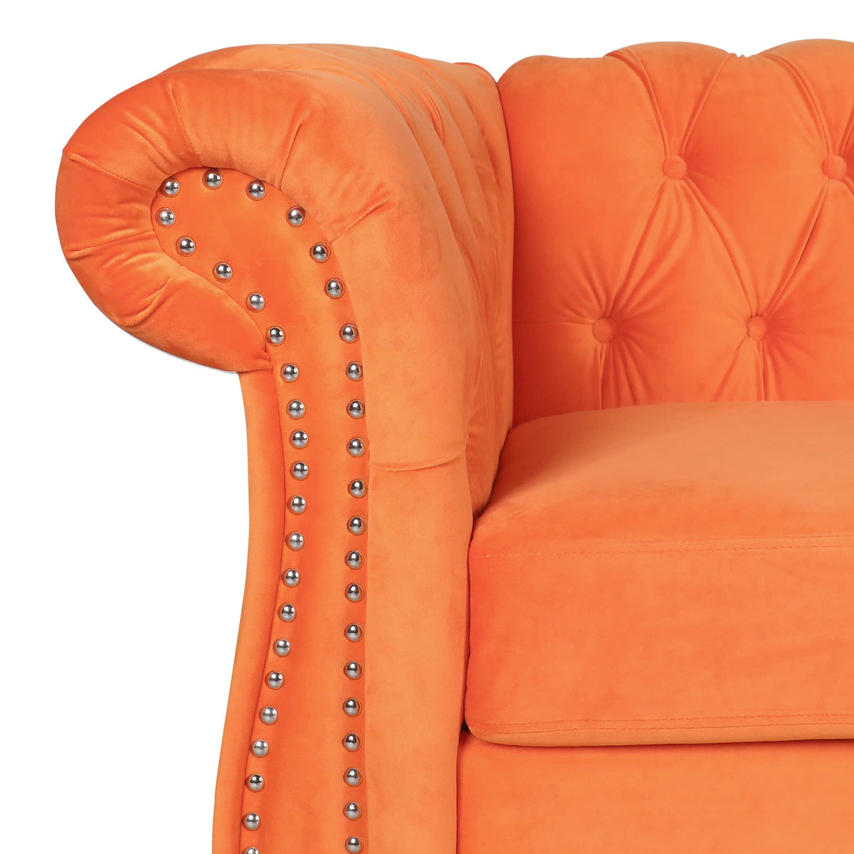 Orange Velvet 2 Seater Sofa T4786