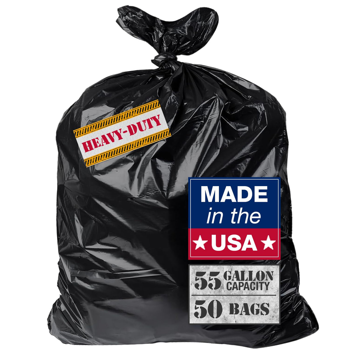55 Gallon Heavy Duty 3 Mil Black Trash Bags 50 Ct N568