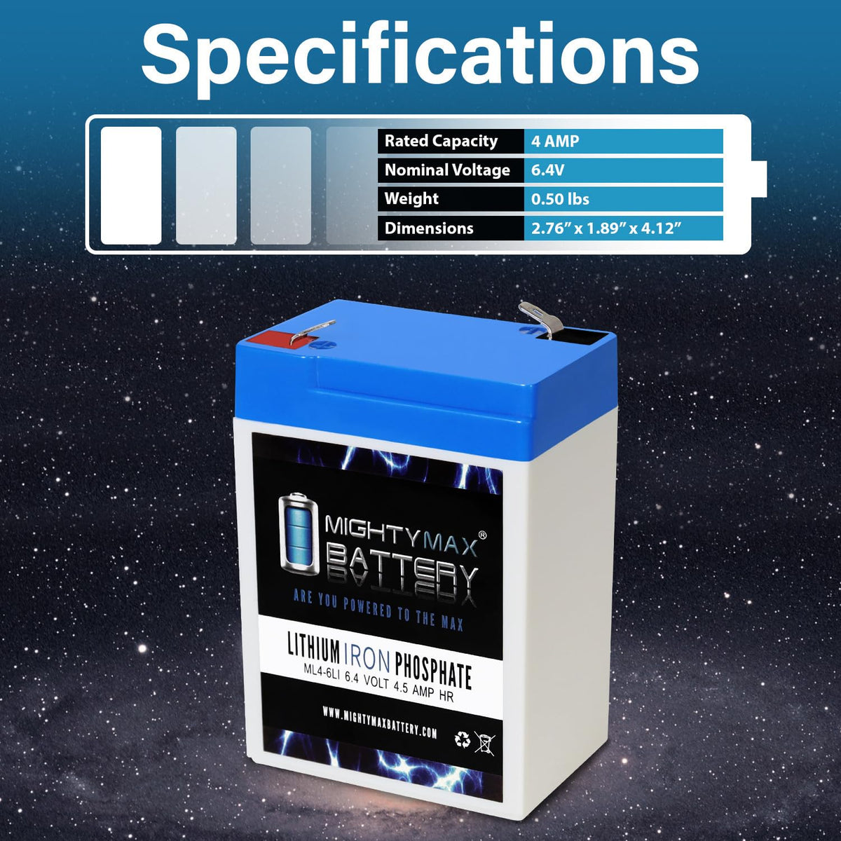 6V 4.5AH Lithium Replacement Battery H716351