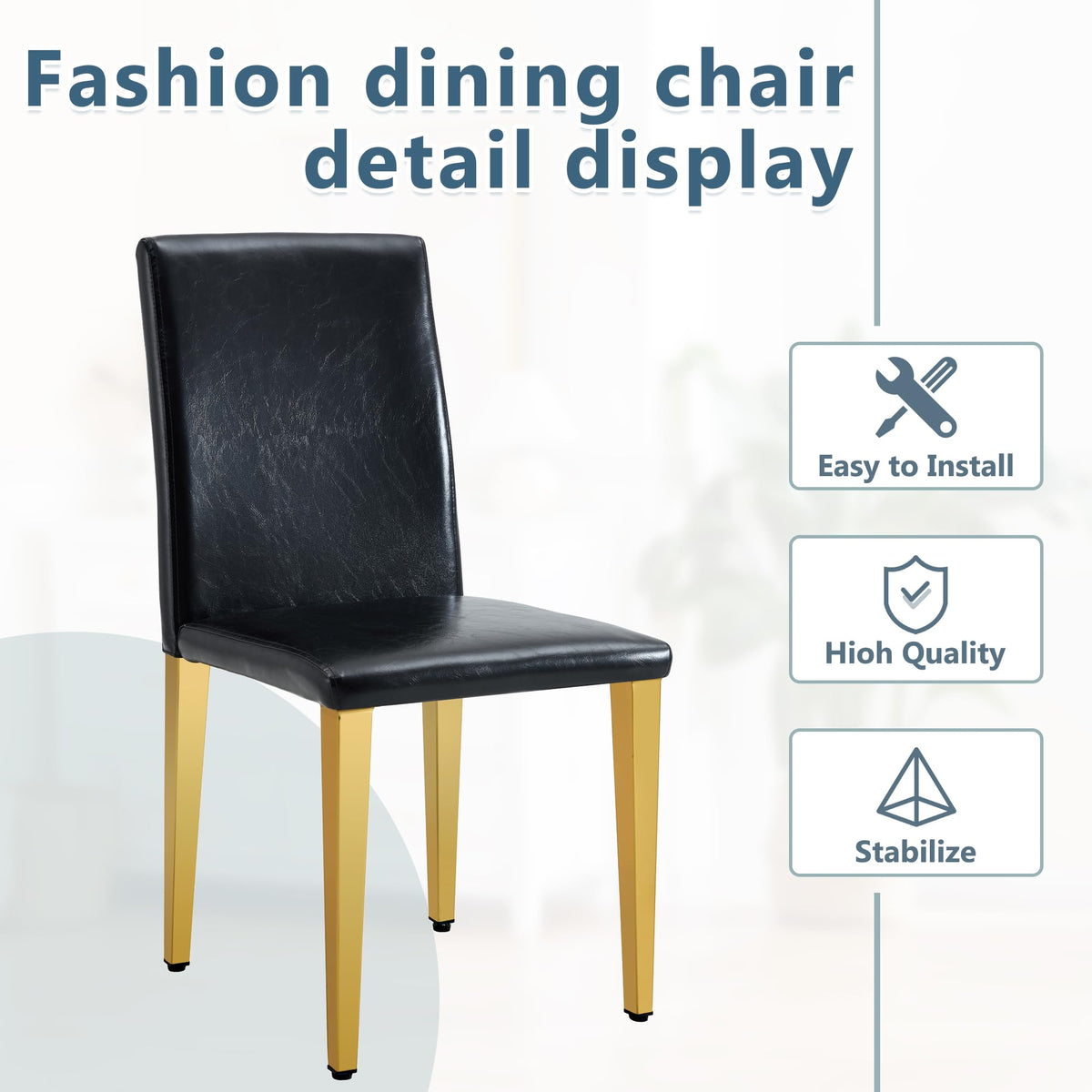 Black PU Leather Dining Chairs Set of 6 X79945