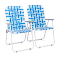 Blue Webbed Folding Lawn Chairs Set of 2 G6791