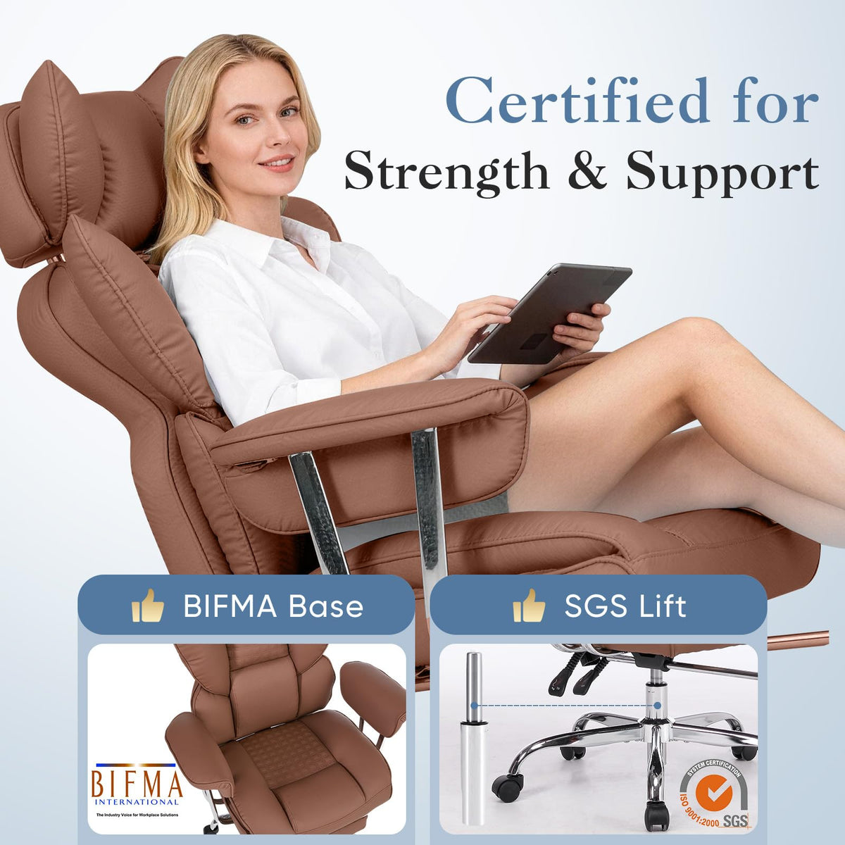 Big and Tall Home Office Desk Chair with Footrest K8842