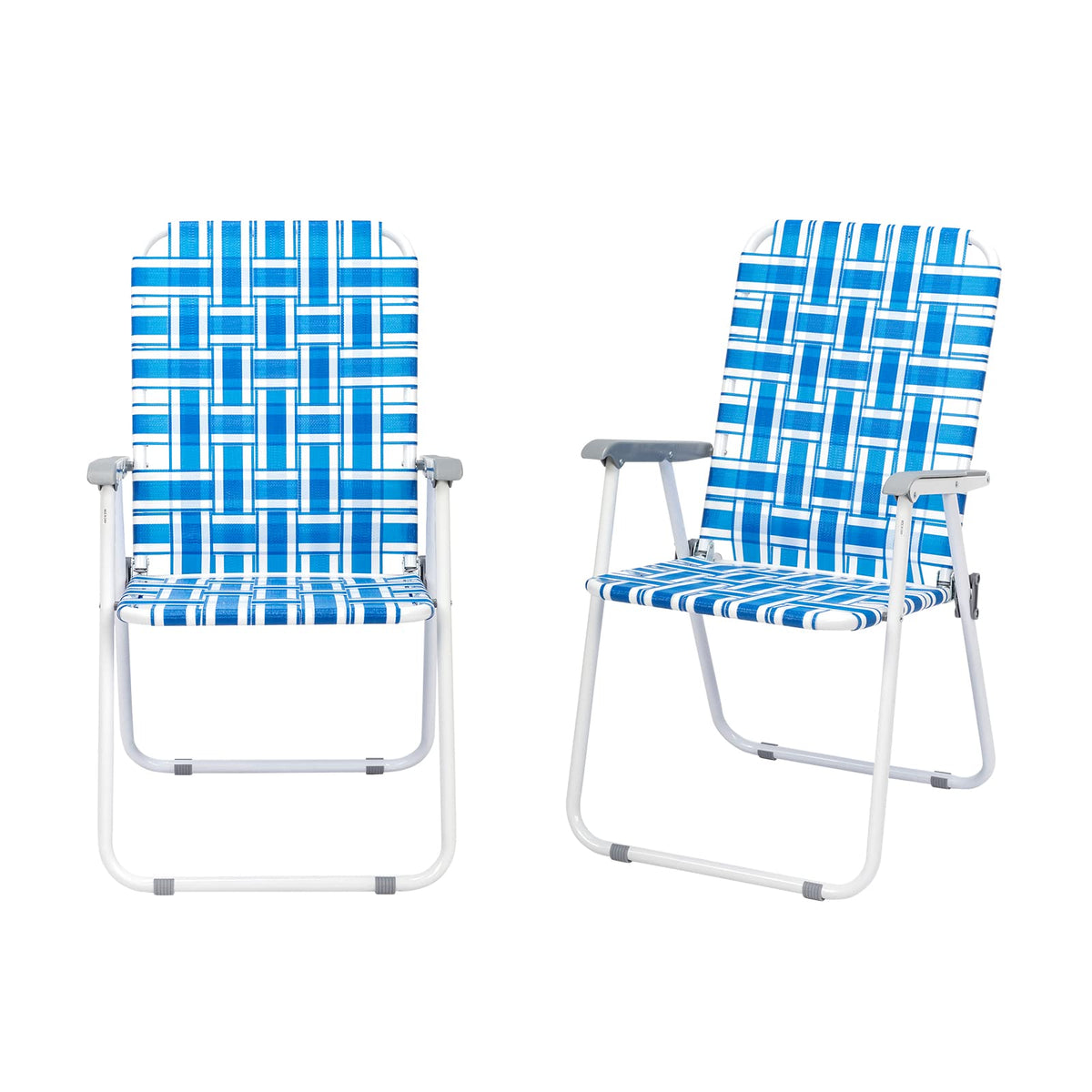 Blue Webbed Folding Lawn Chairs Set of 2 G6791