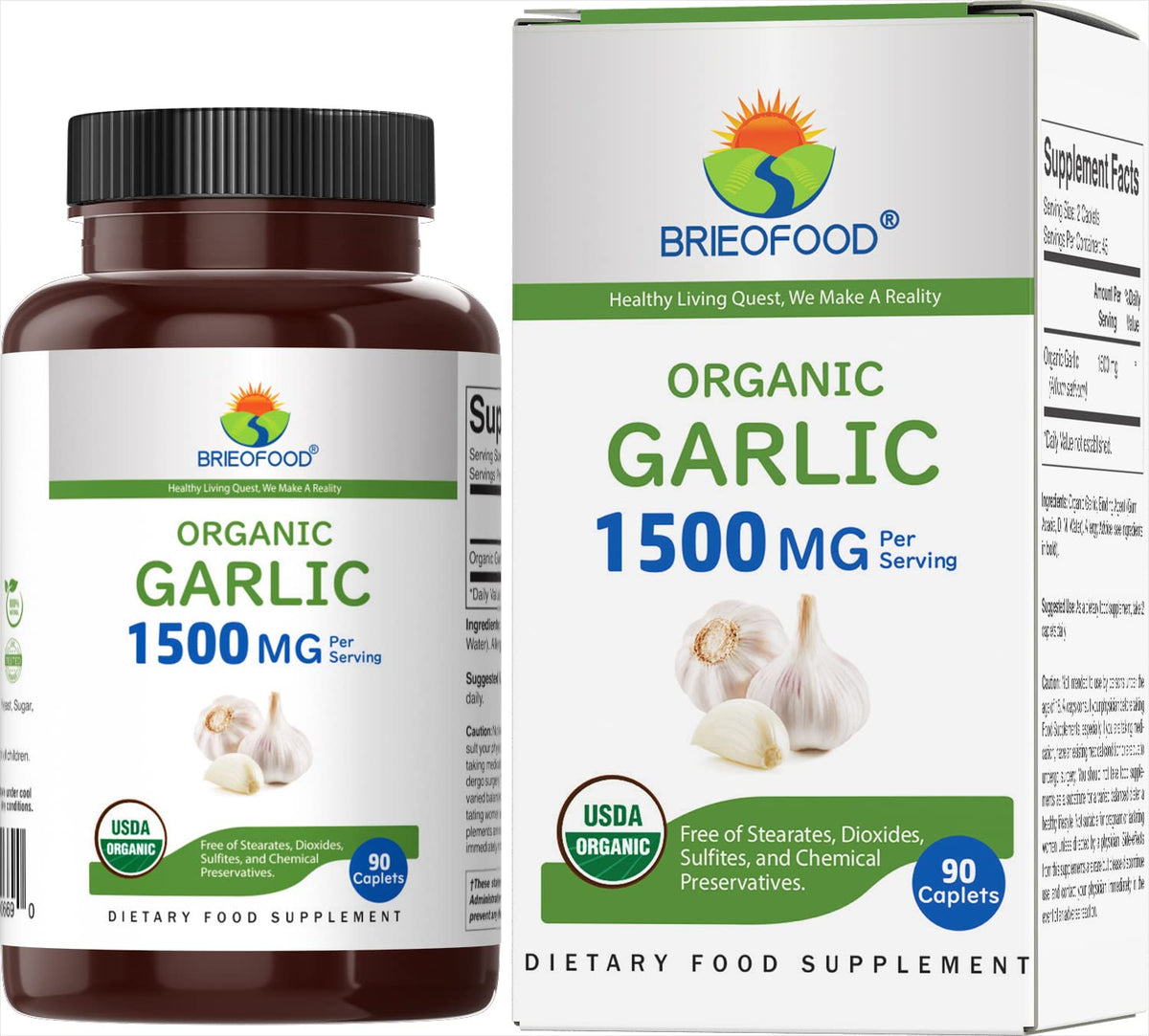 Organic Garlic 1500mg 90 Vegetarian Tablets A461