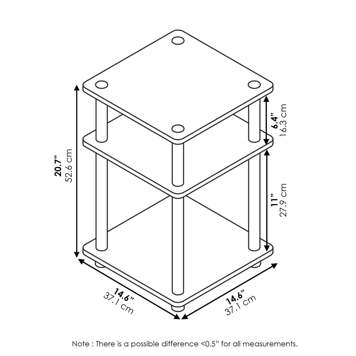 3-Tier Square Side Table F8612