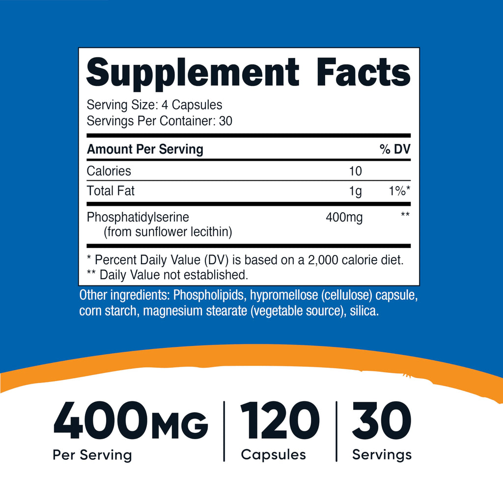 Phosphatidylserine 400mg 120 Capsules Gluten Free K919