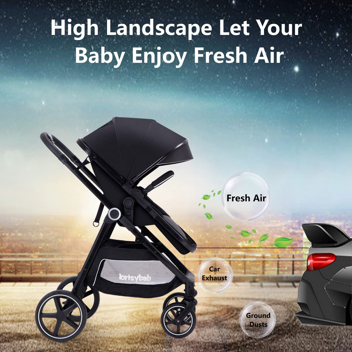2-in-1 Folding Baby Stroller with Reversible Seat M841