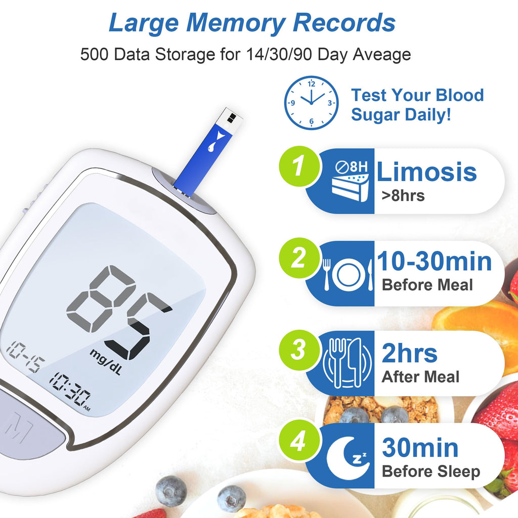 Blood Sugar Testing Kit with 100 Strips & 100 Lancets J46614