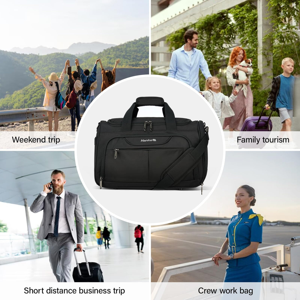 Black Lightweight Water Resistant Foldable Travel Duffel Bag P70116