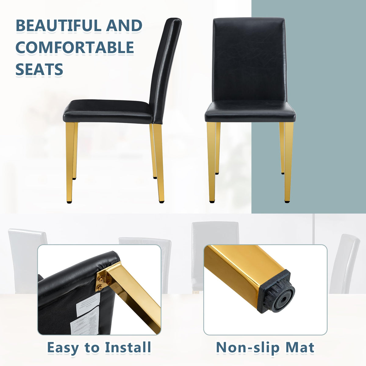 Black PU Leather Dining Chairs Set of 6 X79945