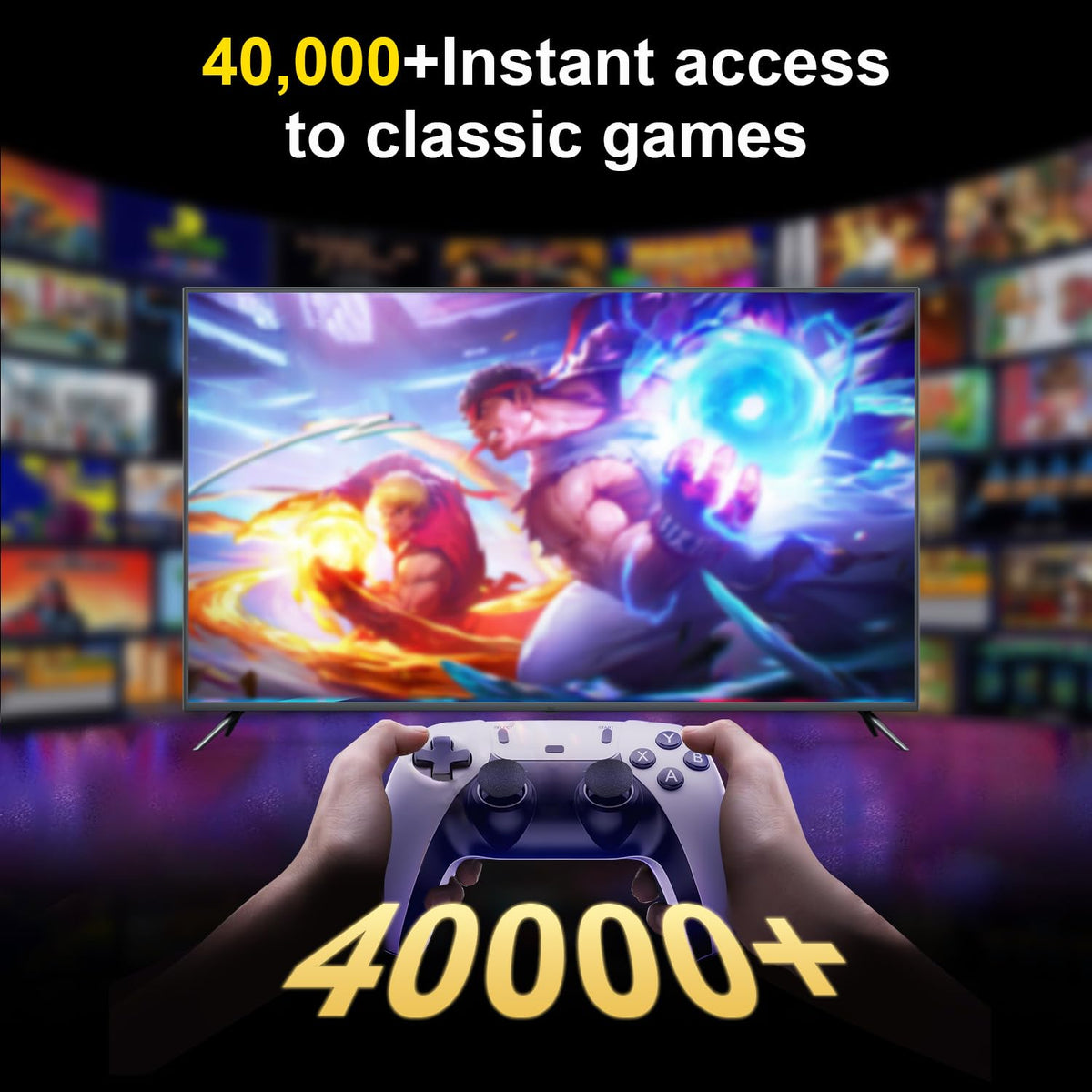 4K HDMI Retro Gaming Console with 64GB TF Card and 2.4G Wireless Controllers W15892