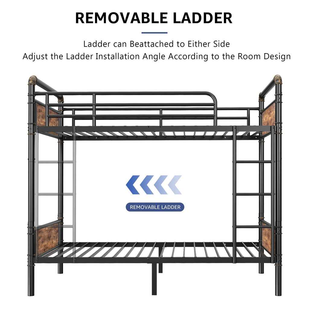 Twin Over Twin Metal Bunk Bed with Safety Guard Rails M84386