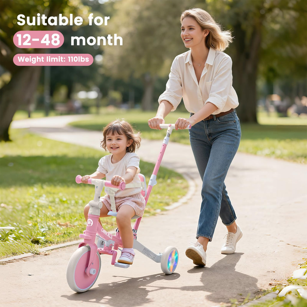 5-in-1 Convertible Toddler Tricycle with Push Handle Z6789