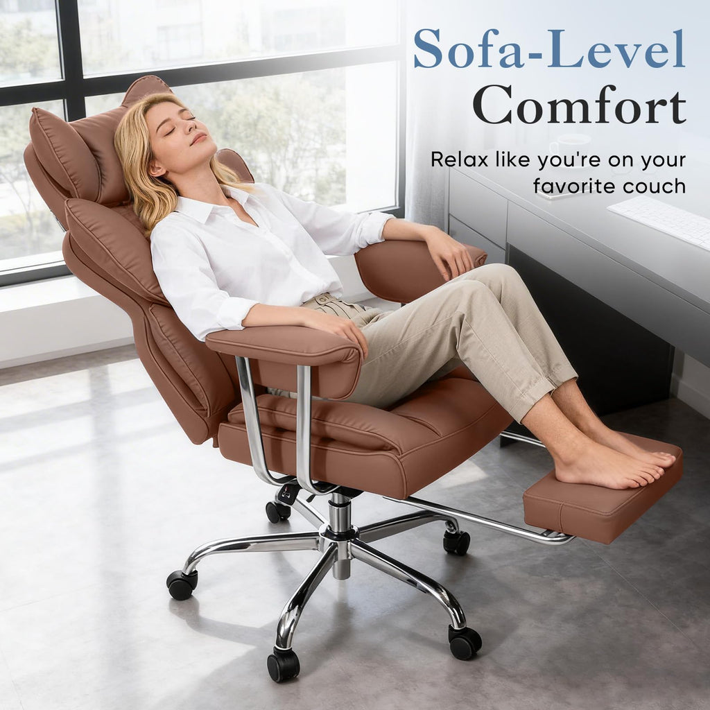 Big and Tall Home Office Desk Chair with Footrest K8842